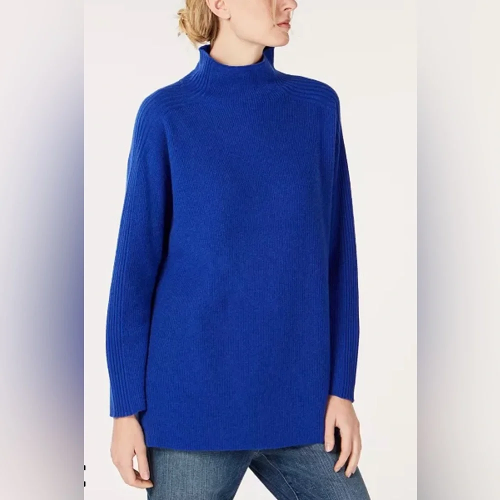 Eileen Fisher Cashmere Funnel-Neck Sweater Royal Blue (Size XS)